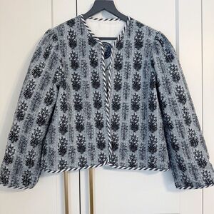 NIBI-MTK Women’s Large (read) Floral Quilted Open Front Jacket CP25